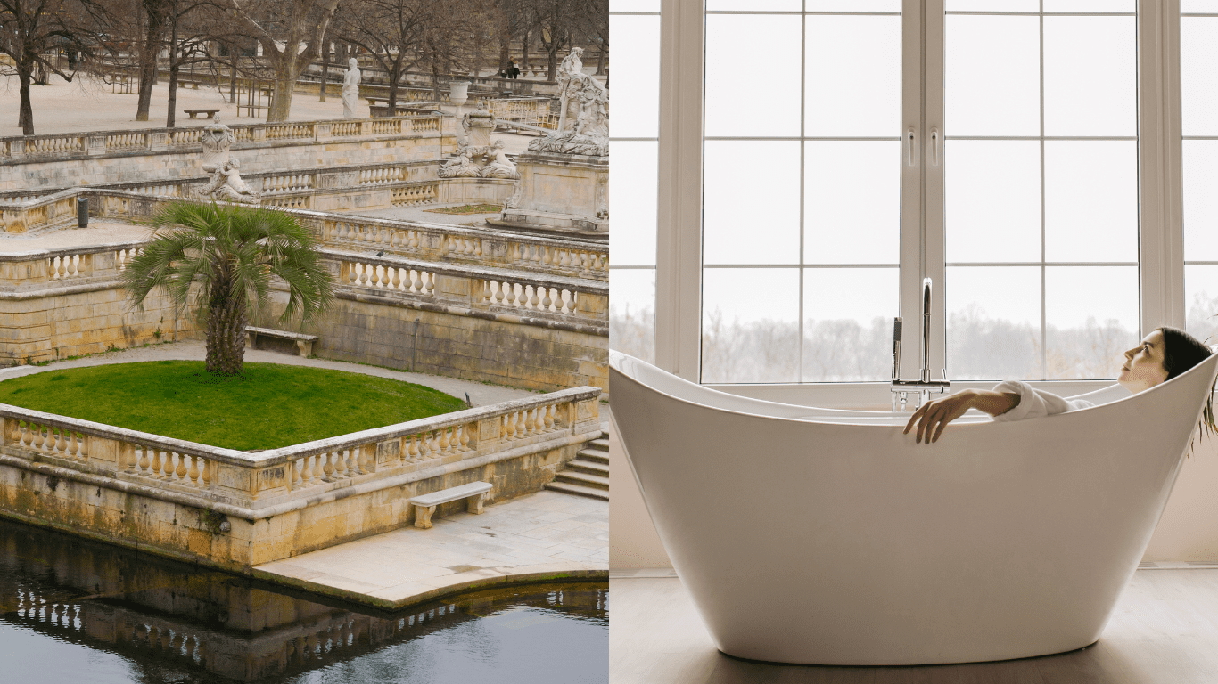 ancient and modern bathtub